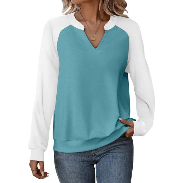 Sudadera EADINVE para mujer, casual, cuello en V, manga larga, holgada
