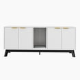 thumbnail image 2 of 59" Double-Room Cat Litter Box Enclosure, Large Hidden Litter Box Furniture – Modern Wooden Cat House with Litter Mat – TV Stand Side Table, 2 of 8