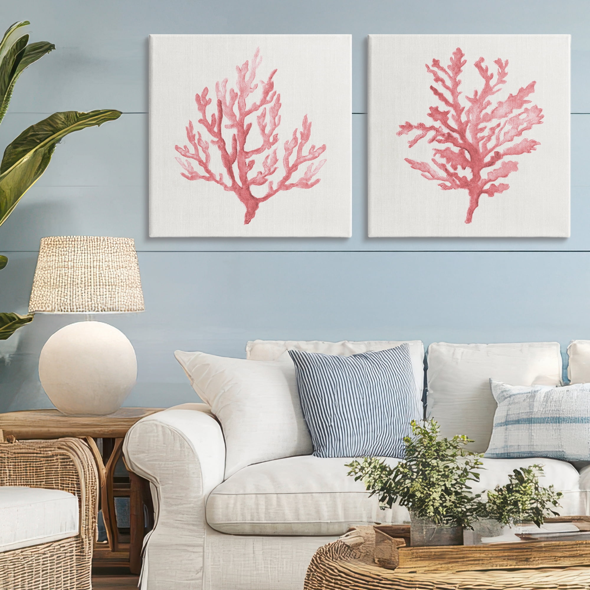 Stupell Industries Rosy Pink Coral Branches 2 Piece Canvas Wall Art Set, design by Janet Tava