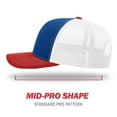 thumbnail image 3 of Gorra de béisbol Richardson 112 Trucker Snapback Tri Royal/Blanco/Rojo, 3 of 7