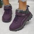 thumbnail image 2 of Womens Winter Hiking Boots with Fleece Lined Waterproof Non Slip Lace up Outdoor Sneakers Trekking Work Snow Ankle Booties Dark Purple Size 9, 2 of 8
