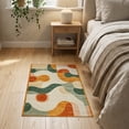 thumbnail image 3 of ODIKA 2'x3' Washable Doormat Non-Slip, Low Pile Orange Sage Burnt Swirl Abstract Geometric Wavy Stripe Creamy for Entryway, Kitchen, Laundry Room, 3 of 7