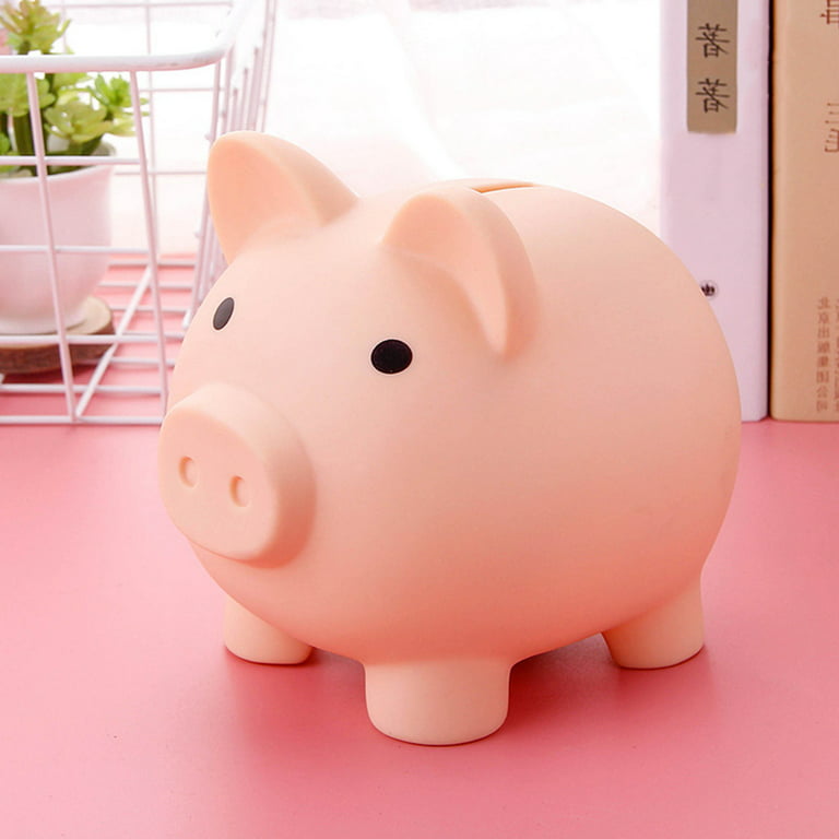 1pc Cute Piggy Bank Plastic Pig Money Bank Piggy Bank Pig Money Box Coin  Bank Plastic Saving(big) (pink)