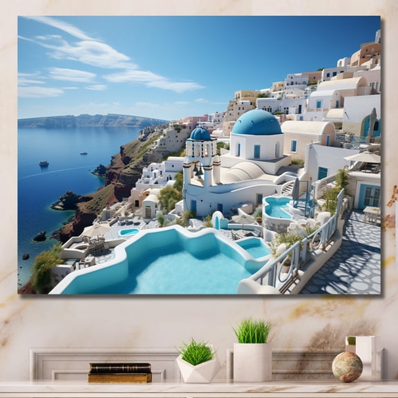 Designart "Dreaming of Santorini, Greece I" Architecture Wall Decor