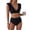 Black, variant on Women Ruffle High Waist Swimsuit Two Pieces Push Up Tropical Print Bikini