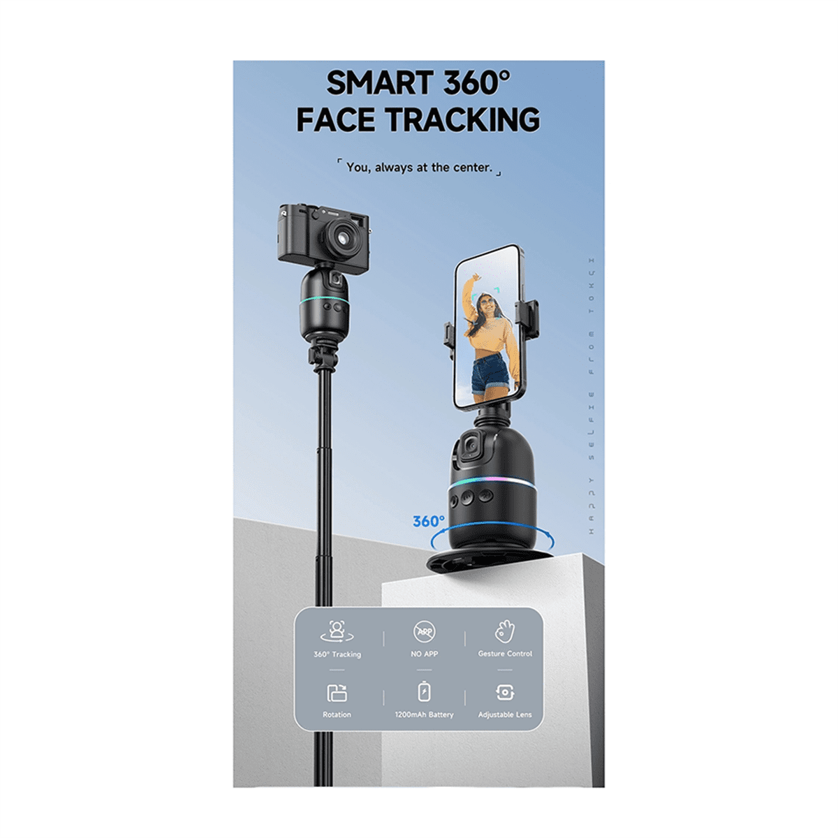 hohem 3 Axis Gimbal Stabilizer for Smartphones Phone Gimbal, Various Professional Shooting Functions for Vlog Youtuber, Face Tracking, iPhone Stabilizer, Gimble for iPhone and Android - Black