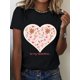 thumbnail image 1 of Estampado de corazones, nueva tendencia de 2025, camiseta de manga corta y cuello redondo para primavera y verano, camiseta deportiva informal para mujer, temática romántica para San Valentín (adultos, 1 of 6