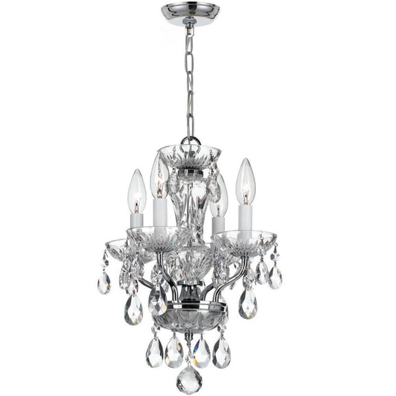 5534-CH-CL-S-Crystorama Lighting-Traditional Crystal - 15 Inch 4 Light Chandelier-Swarovski Strass Crystal Type-Polished Chrome Finish   -Traditional