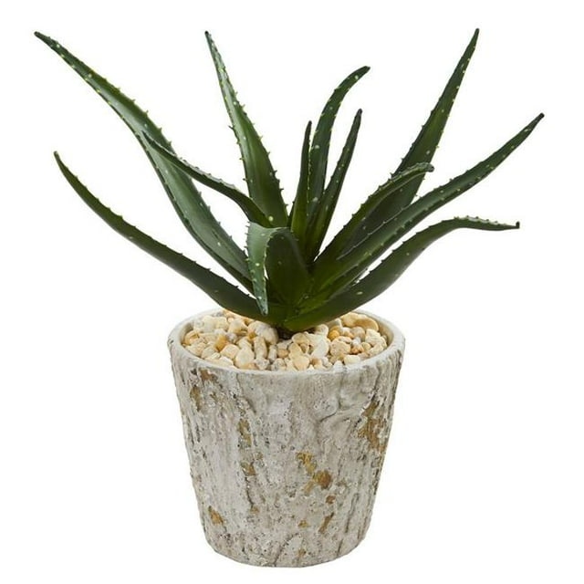 Nearly Natural 8656 16 in. Aloe Artificial Plant in Weathered Planter