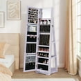 thumbnail image 4 of Costway 360° Rotatable Jewelry Cabinet Armoire 2-in-1 Lockable Mirrored Light Purple, 4 of 9
