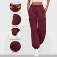 thumbnail image 3 of aohooy Cargo Sweatpants Womens Elastic Waist Solid Pull On Pant Lightweight Loose Trendy Trousers with Multi Pockets Red,L, 3 of 8