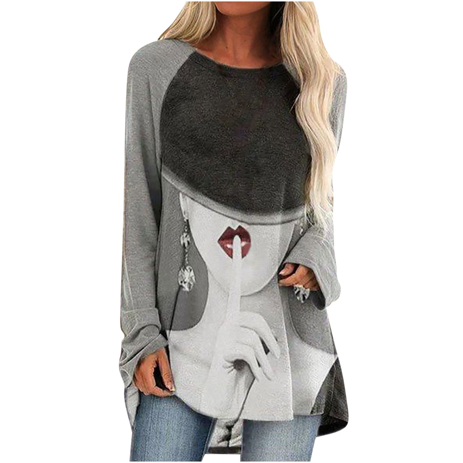 Womens Sweatshirts Casual Long Sleeve Crewneck Pullover Fashion Dandelion Hedgehog Print Shirts Tops Comfy Blouses 