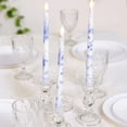 thumbnail image 5 of 6 White Blue 11" tall French Toile Design Flameless LED Taper Candles Centerpieces, 5 of 6