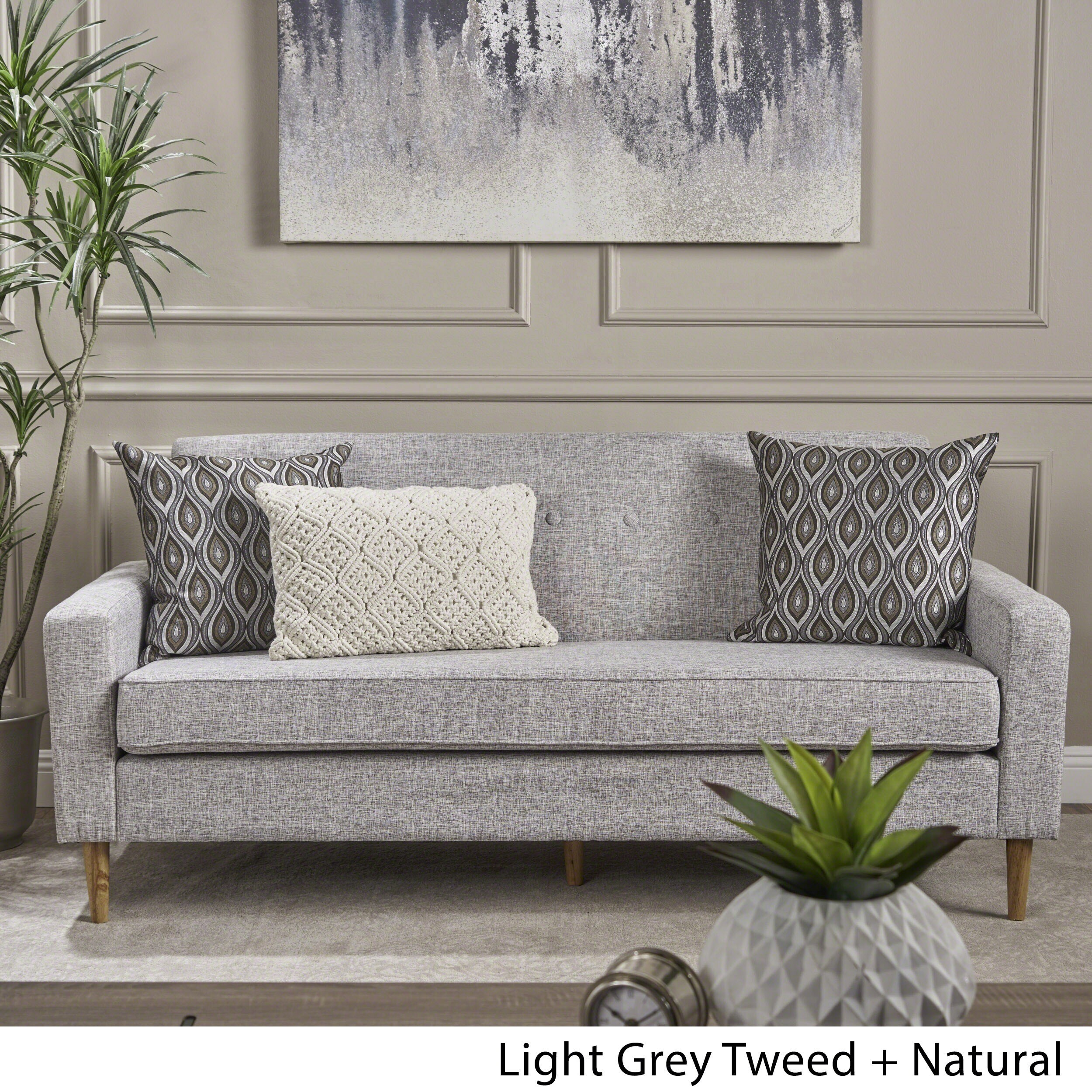 Christopher Knight Home Sawyer Mid Century Modern 3 Seater Fabric