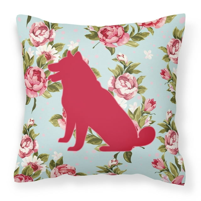 Caroline's Treasures BB1113-RS-BU-PW1414 Shiba Inu Shabby Chic Blue Roses Decorative Pillow Large Multicolor