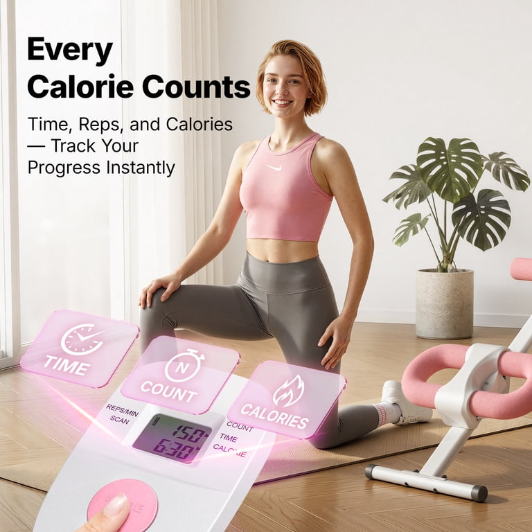 MERACH Adjustable Ab Machine, 440 lbs Capacity, Pink photo 8