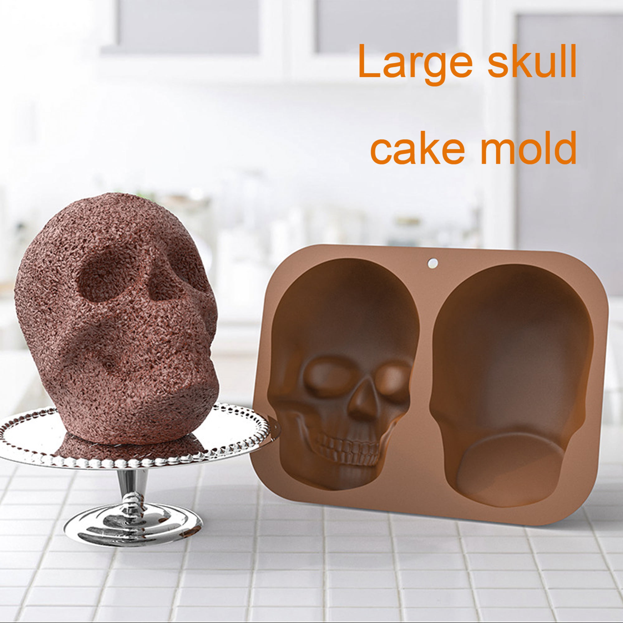 Ehfomius Skull Cake Mold, Creative Silicone 3D Skeleton Head 