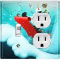 thumbnail image 1 of Metal Light Switch Wall Plate Outlet Cover (Sea Snail Starfish Pastel Glitter Reef Bubbles - Single Toggle Single Duplex), 1 of 2