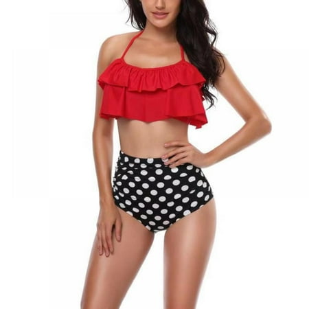 

Girls Two Pieces Swimsuit for Women High Waisted Bikini Set Mommy and Me Bathing Suits Family Matching Swimwear
