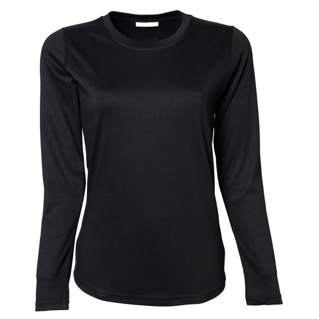 Tee Jays- Camiseta de manga larga para mujer (Negro)