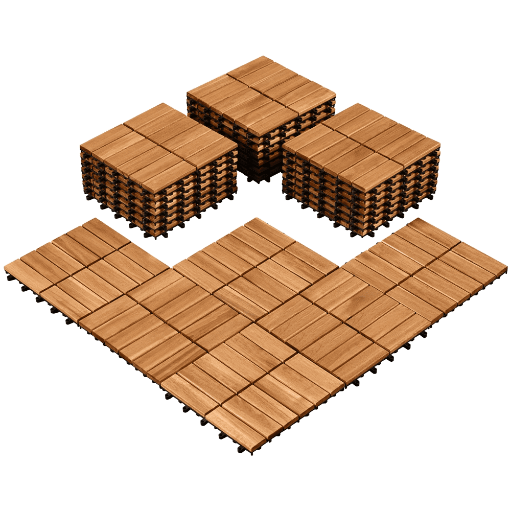 Renwick 27pcs Wood Flooring Tiles 12''x12'' for Outdoor & Indoor Patio Garden, Wood