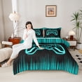 thumbnail image 4 of Castle Fairy Video Game Twin Comforter Sets,Geometric Honeycomb Stripes Bedding Set, 4 of 8