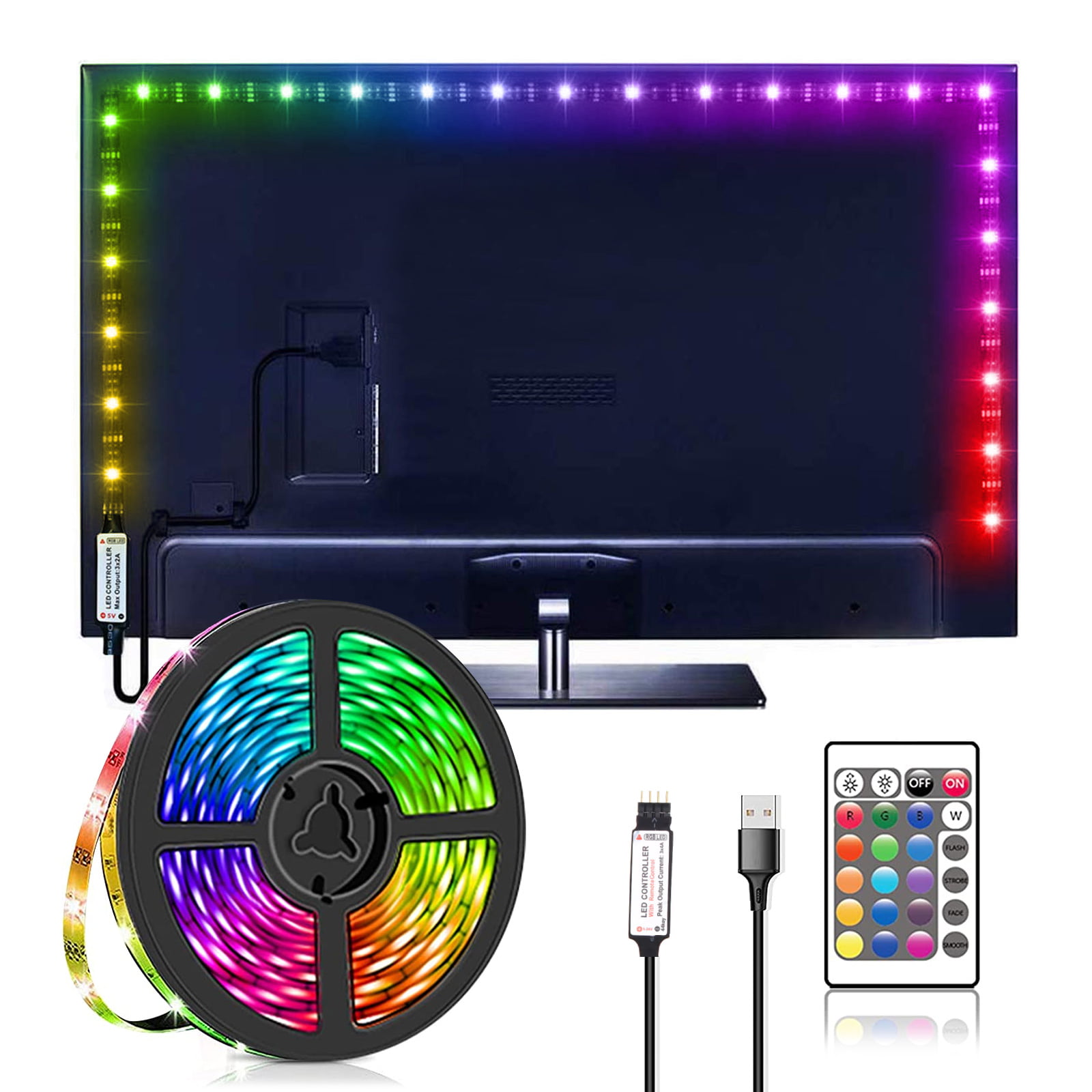 5V White LED Strip Light USB Powered TV PC Back Mood Lighting Xmas Lamp 1-5M UK 