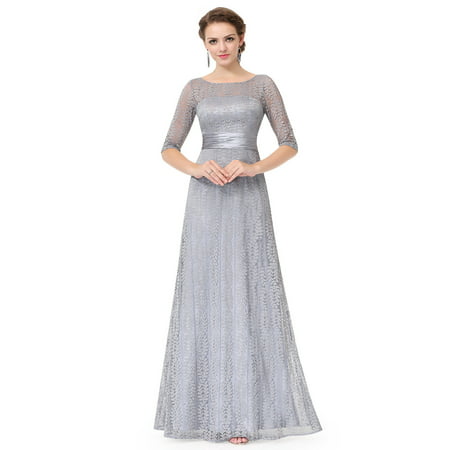 Ever-Pretty Women's Vintage Lace Half Long Formal Evening Party Mother of the Bride Dresses for Women 8878 Grey US