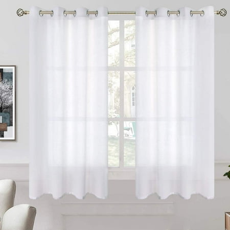Linen Look Semi Sheer Curtains For Bedroom 63 Inch Grommet Light Filtering Casual Textured Privacy Living Room 2 Panels 52 X White Canada Linen Look Semi Sheer Curtains For, Sheer Curtains Provide Privacy