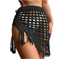 thumbnail image 2 of Qzwdhjm Crochet Swimwear Coverups for Women Hollow Out Slit Mini Skirts High Elastic Waist Swimsuits Coverups with Tassle for Beach Loungewear, 2 of 4
