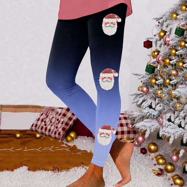 MKLEKYY Conjunto deportivo para mujer Leggings para entrenamiento, leggings con estampado navideño, pantalones de bloques de color, leggings elásticos suaves 1373