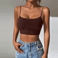 thumbnail image 2 of FRSASU Women's Crop Cami Tops Solid Slim Scoop Neck Spaghetti Strap Basic Yoga Camisole Tank Tops Brown-A, 2 of 5