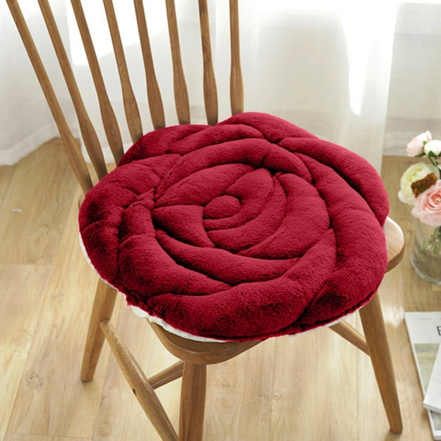 FHBVT Winter Plush Rose Cushion, Soft and Warm Dining Chair Mat, Tatami and Floor Mat with Exquisite Rose Design, Ideal for All Spaces, Easy to Clean and Maintain for Comfortable Seating