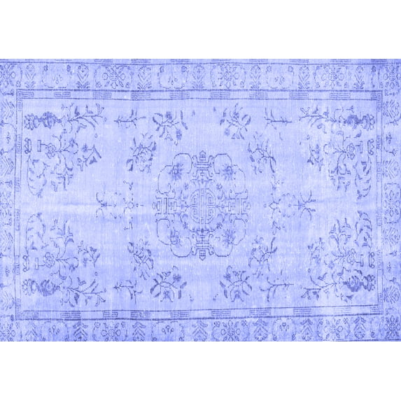 Ahgly Company Machine Washable Indoor Rectangle Abstract Blue Contemporary Area Rugs, 7' x 10'