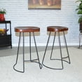 thumbnail image 2 of Contemporary Home Living Set of 2 Chestnut Brown and Black Rustic Counter Stools 25.25", 2 of 3