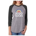 thumbnail image 1 of 2020 Sucks Shirt Funny Quarantine Rainbow 3/4 Women Sleeve Baseball Jersey Shirt X-Large black/gray, 1 of 3