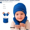 thumbnail image 3 of Juego de Gorro, Bufanda y Guantes de Invierno Bluelander, a Prueba de Viento, Azul, 3 of 4