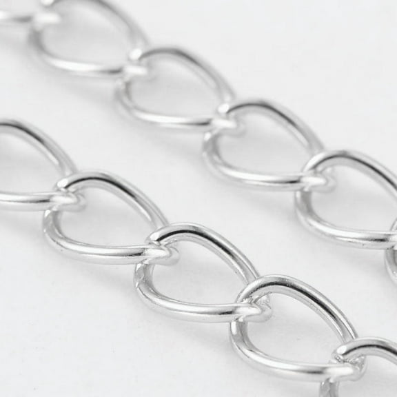 10 m Iron Side Twisted Chain Unwelded with Spool Lead Free & Nickel Free Platinum Color Size: Chains: about 6mm long 5mm wide