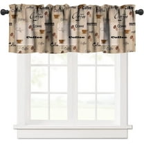 Coffee Kitchen Window Curtains Vanlance Modern Abstract Coffee House Cafe Decor Windows Curtain Valance for Kitchen Bedroom Bathroom Decor with Rod Pocket, One Panel 54X18 Inches