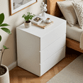 thumbnail image 5 of Capri White 3 Drawer Dresser, Modern Nightstand, Storage Wide Chest of Drawer, Wooden Storage Cabinet Bedside for Adults, Bedroom Living Room Furniture, 5 of 9