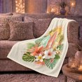thumbnail image 6 of Floral Surfboards under Radiant Sun, Cheerful Tropical Style for Surf Lovers, Hibiscus Palm Beach Scene and Birthday Gift, Cozy Flannel Blanket for Sofa and Bedroom, Coastal Home Decor, 6 of 9