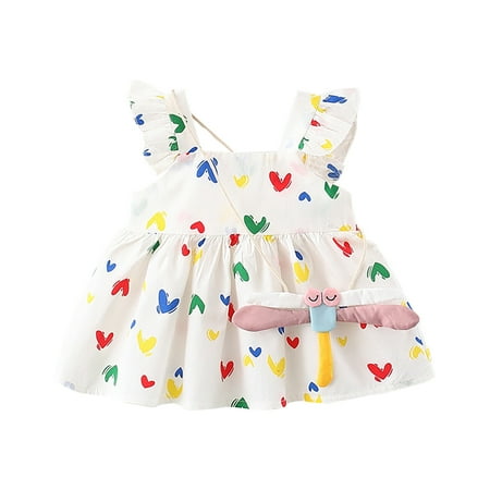 

Girls Fashion Dresses Bag Baby Princess Dress Outfits Clothes Toddler Kids Girl Sleeveless Heart Print Girls Dress&Skirt