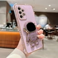thumbnail image 4 of Samsung Galaxy A53 5g 6.5" Phone Case Luxury Plating Astronaut Stand Holder Case with Camera Protection Cute Love Heart Side Small Pattern Soft Silicone Shockproof Kickstand Bumper (Purple), 4 of 6