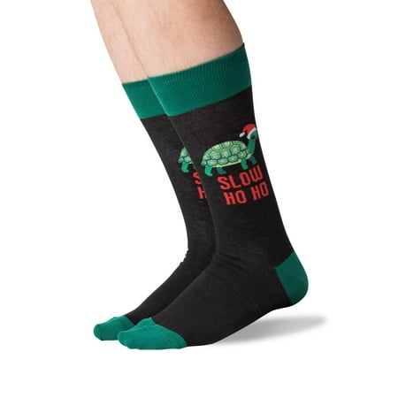 Hot Sox Mens Slow Ho Ho Crew Socks, Mens Shoe Size 6-12.5, Black