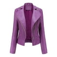 thumbnail image 1 of WEIYLL Womens Fleece Jackets Leather Motorcycle Short Lightweight Pleather Crop Purple Going Out Fall Tops Size S, 1 of 7