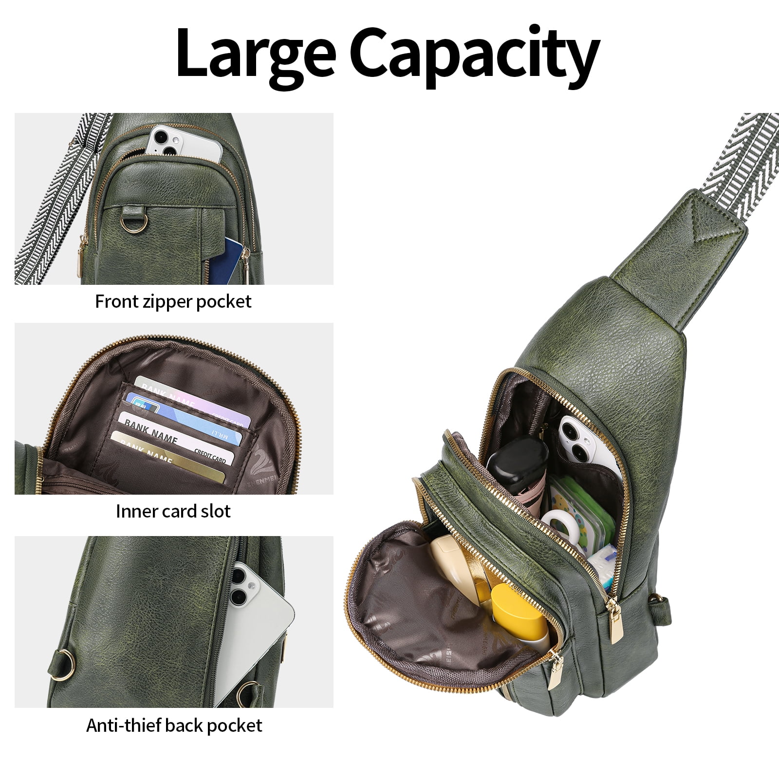 GAEKEAO Sling Bag for Women Crossbody Bags Fanny Pack Vegan Leather Chest Bag Travel Shoulder Belt Purse Backpack Gifts
