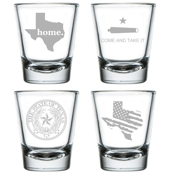 Set of 4 Shot Glasses 1.75oz Shot Glass Gift Texas Collection