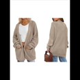 thumbnail image 3 of Cárdigan Extragrande de Punto Suave para Mujer con Bolsillos Caqui M, 3 of 6