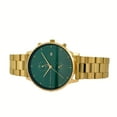 thumbnail image 3 of Alfred Sung Men's Dual Time Gold Date Green Dial Link Watch, 3 of 5