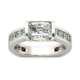 thumbnail image 2 of HeartsAndYou 3ct Emerald Cut Moissanite Engagement Ring for Women 18k White Gold over Silver Princess Accents, 2 of 5